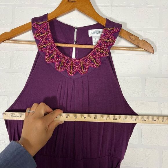 Motherhood Maternity Maxi Dress Size S Purple Beaded stretchy - Picture 8 of 14